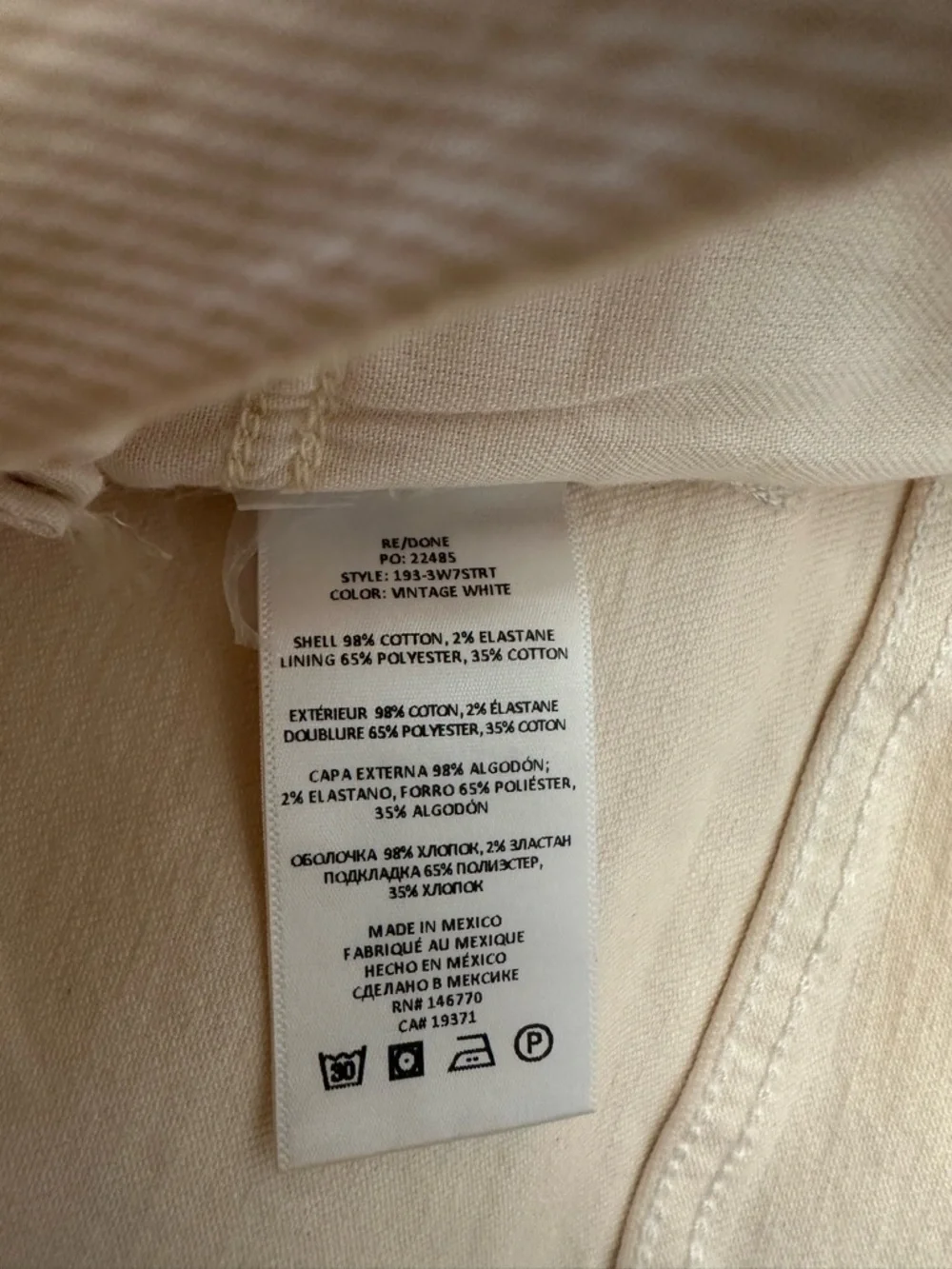 Re/Done Originals 70's Straight Jeans in Vintage White Women Size 23 NWT $250 - Picture 11 of 12